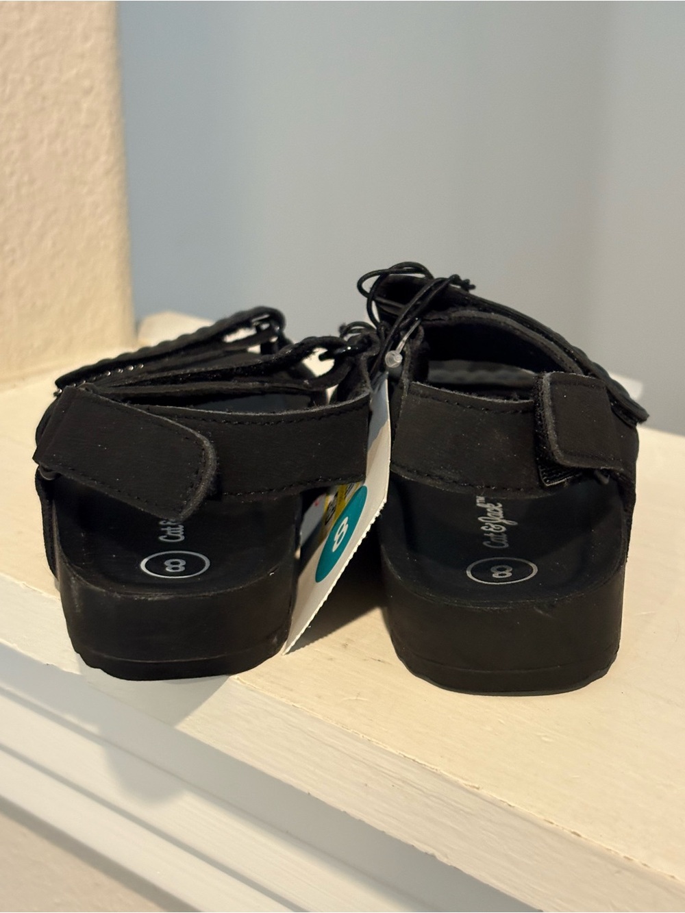Cat & Jack New Toddler Kody Hook & Loop Black Sandals Toddler Boy Sz 8 - Picture 4 of 6